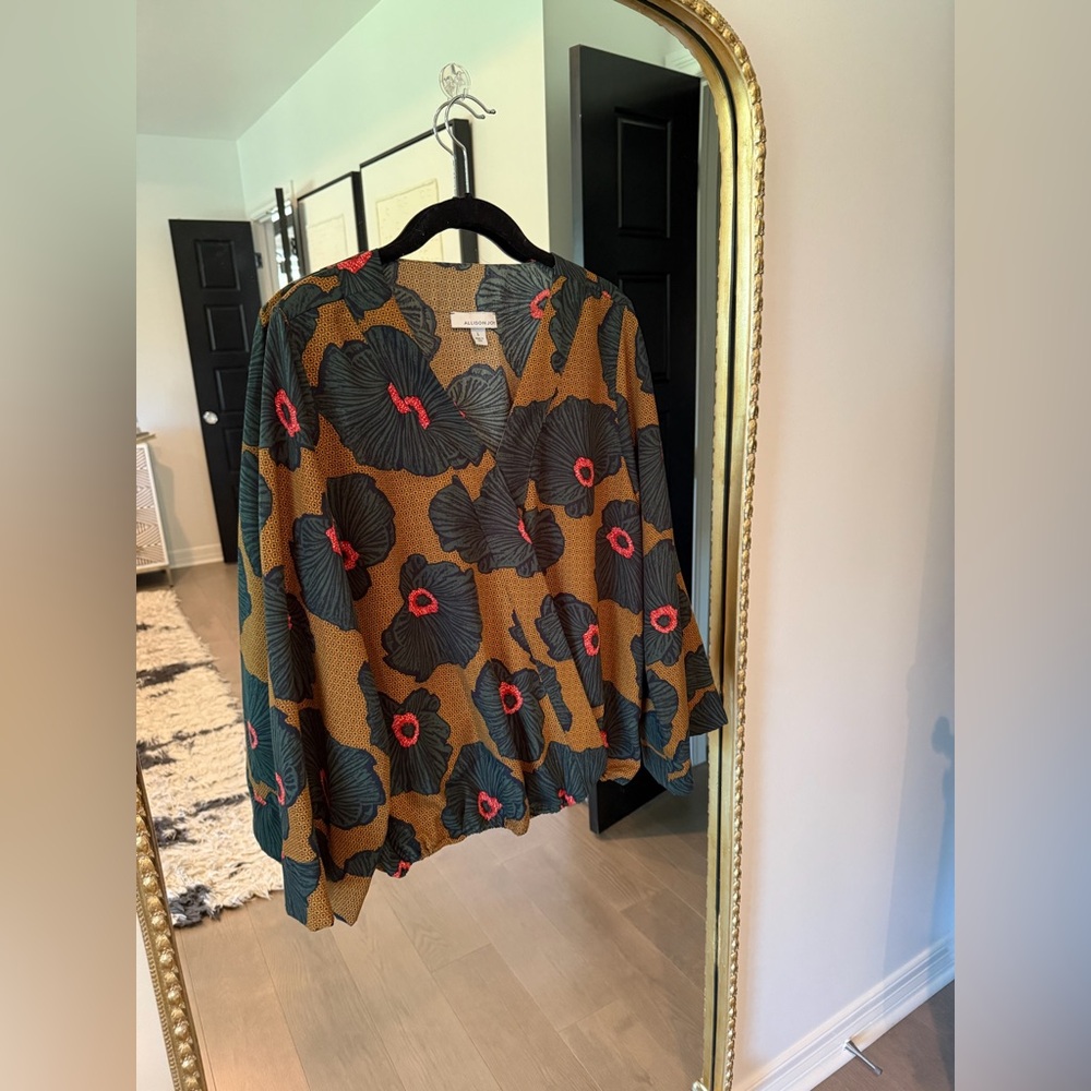 Allison Joy Floral Blouse in Mustard and Black